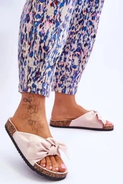 Outlet Boto Klapki Na Korkowej Podeszwie Beżowe Wendy