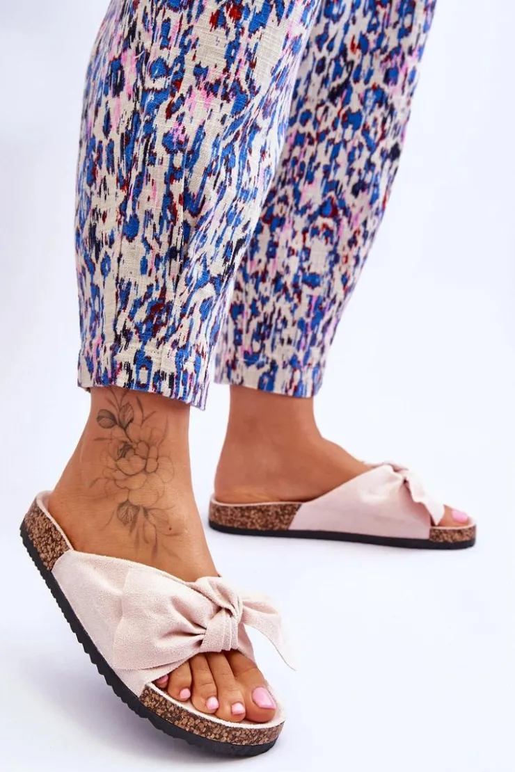 Outlet Boto Klapki Na Korkowej Podeszwie Beżowe Wendy