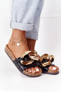 Best Boto Klapki Na Korku Z Łańcuchem Czarne Last Dance