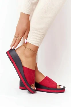 Buty damskie Vinceza Klapki Na Koturnie|Klapki Na Obcasie*Klapki Na Koturnie Vinceza 21-17113 Czerwone