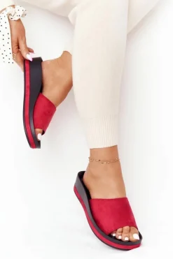 Buty damskie Vinceza Klapki Na Koturnie|Klapki Na Obcasie*Klapki Na Koturnie Vinceza 21-17113 Czerwone