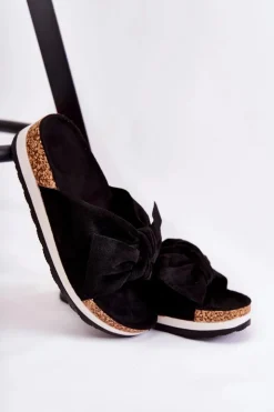 Damskie Boto Klapki Na Platformie Czarne So Comfy