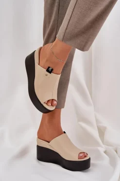 Boto Klapki Na Koturnie|Klapki Damskie Klasyczne*Klapki Na Platformie I Koturnie Eko Skórzane Beżowe Eridoria