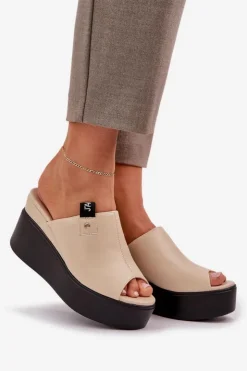 Boto Klapki Na Koturnie|Klapki Damskie Klasyczne*Klapki Na Platformie I Koturnie Eko Skórzane Beżowe Eridoria