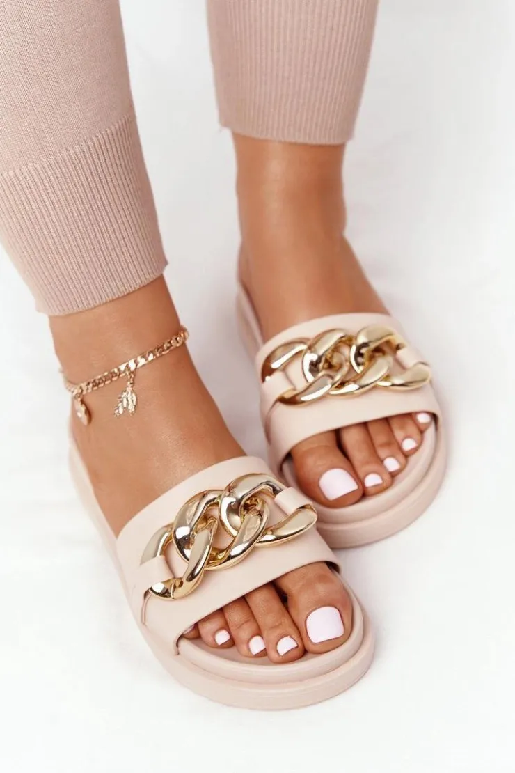 Online Boto Klapki Na Platformie Z Łańcuchem Nude Vacation