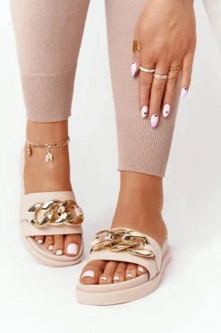 Online Boto Klapki Na Platformie Z Łańcuchem Nude Vacation