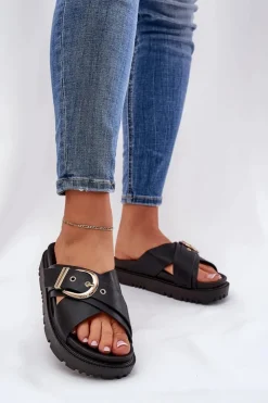 Boto Klapki Na Platformie|Klapki Damskie Klasyczne*Klapki Na Platformie Z Klamrą Czarne Honavia