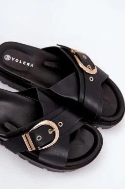 Boto Klapki Na Platformie|Klapki Damskie Klasyczne*Klapki Na Platformie Z Klamrą Czarne Honavia