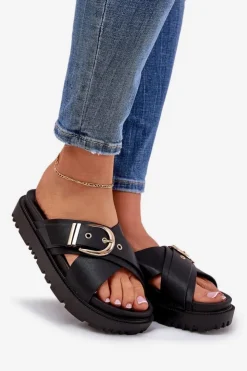 Boto Klapki Na Platformie|Klapki Damskie Klasyczne*Klapki Na Platformie Z Klamrą Czarne Honavia