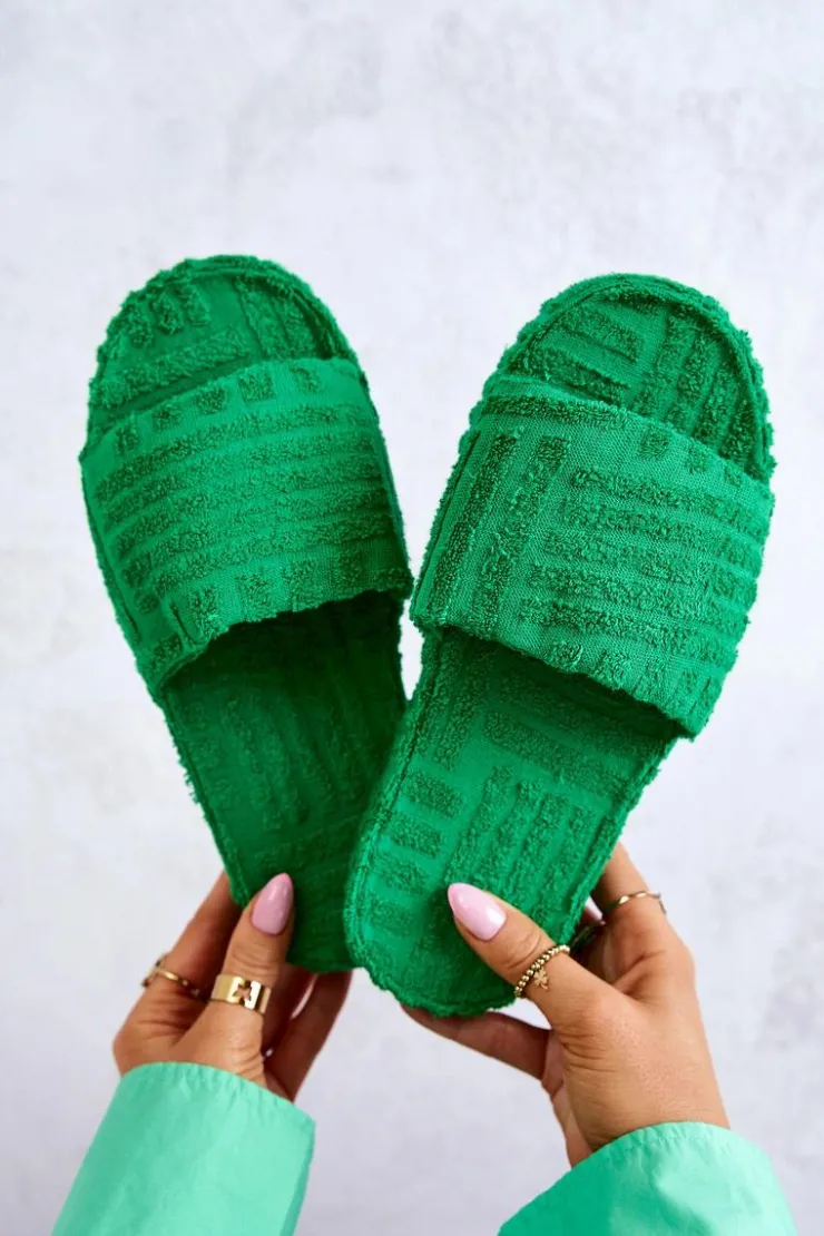 Damskie Boto Klapki Papcie Na Platformie Zielone Lilly