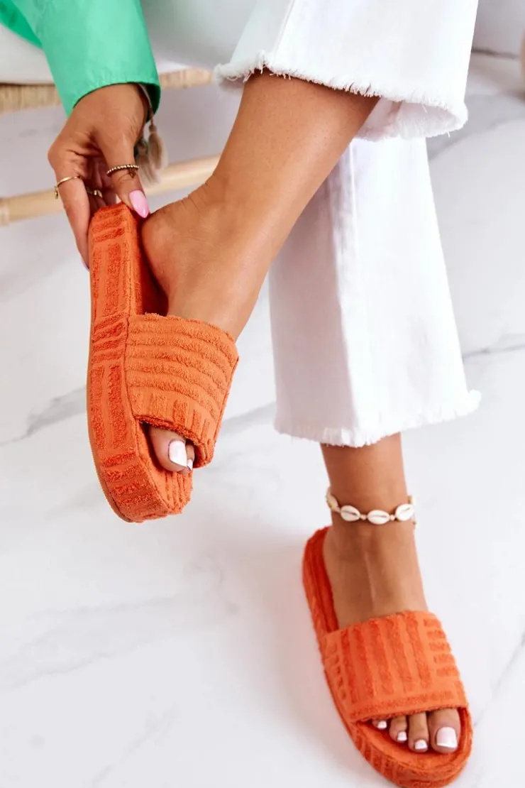 Boto Kapcie Klasyczne|Klapki Na Platformie*Klapki Papcie Na Platformie Pomarańczowe Lilly