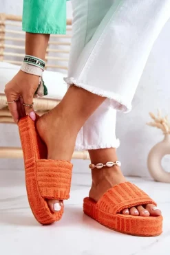 Boto Kapcie Klasyczne|Klapki Na Platformie*Klapki Papcie Na Platformie Pomarańczowe Lilly