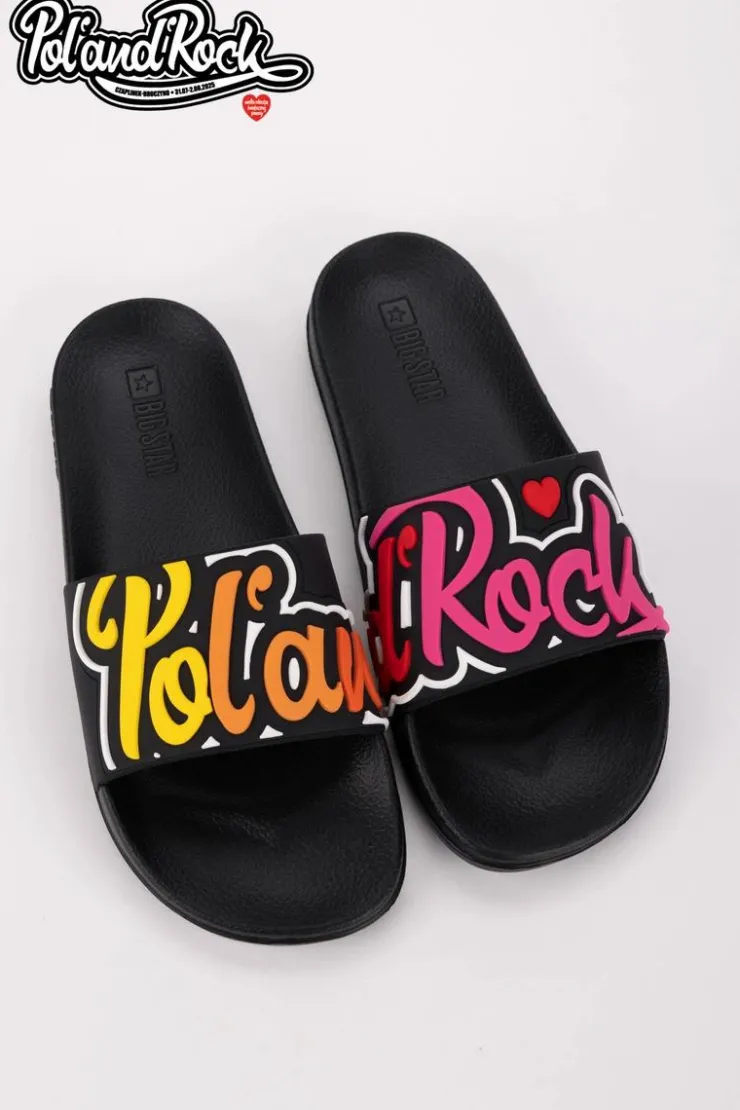 Big Star Shoes Klapki Męskie Big Star|Klapki Męskie Klasyczne*Klapki Pol'and'Rock Festival X Big Star SS174508 Czarne Czarny