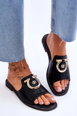 Damskie buty S.Barski Klapki Damskie Klasyczne*Klapki Skórzane Comfort Shoes S.Barski KV-2775-32 Czarne