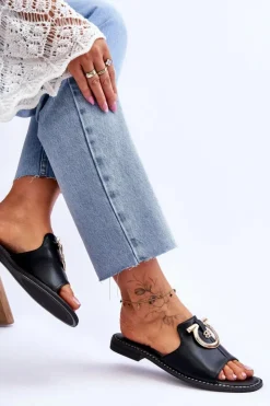 Damskie buty S.Barski Klapki Damskie Klasyczne*Klapki Skórzane Comfort Shoes S.Barski KV-2775-32 Czarne