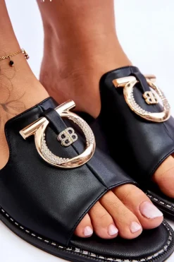 Damskie buty S.Barski Klapki Damskie Klasyczne*Klapki Skórzane Comfort Shoes S.Barski KV-2775-32 Czarne