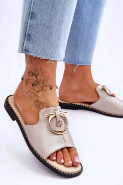 Damskie Damskie buty S.Barski Klapki Skórzane Comfort Shoes S.Barski KV-2775-32 Nude