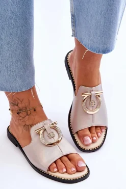 Damskie Damskie buty S.Barski Klapki Skórzane Comfort Shoes S.Barski KV-2775-32 Nude