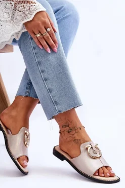 Damskie Damskie buty S.Barski Klapki Skórzane Comfort Shoes S.Barski KV-2775-32 Nude