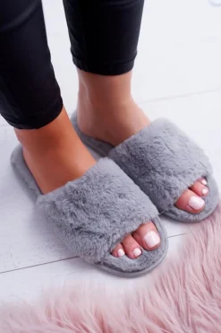 Damskie Boto Klapki SOXO szare z twardą podeszwą