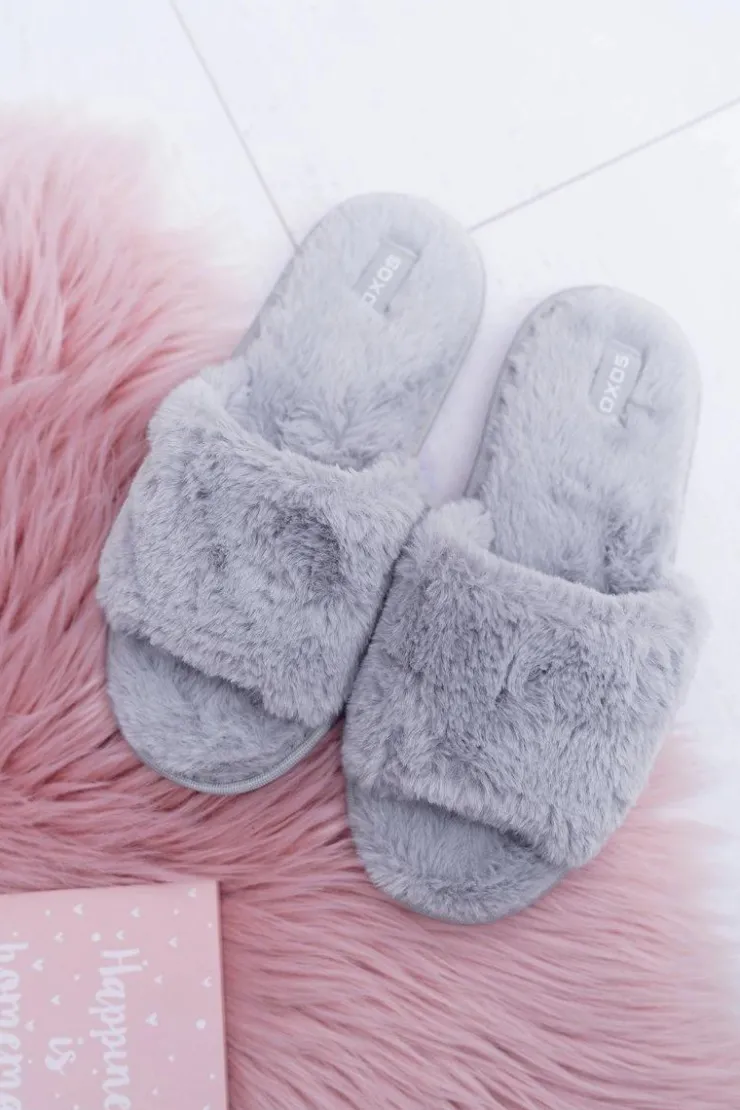 Damskie Boto Klapki SOXO szare z twardą podeszwą