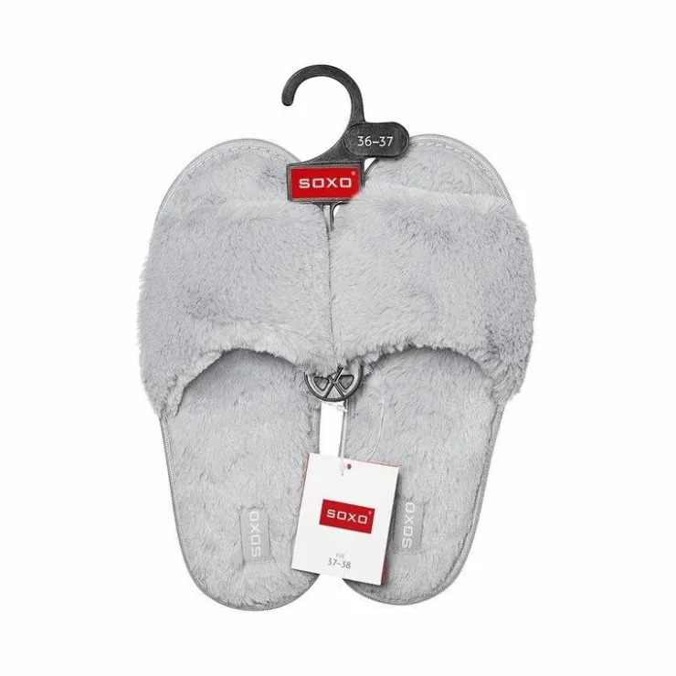 Damskie Boto Klapki SOXO szare z twardą podeszwą