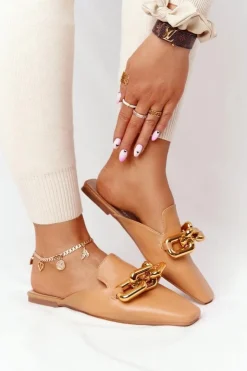 Damskie Boto Klapki Z Cholewką I Łańcuchem Camel Call On Me