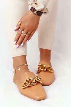 Damskie Boto Klapki Z Cholewką I Łańcuchem Camel Call On Me