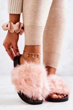 Clearance Boto Klapki Z Futerkiem Gumowe Jasnoróżowe Pollie