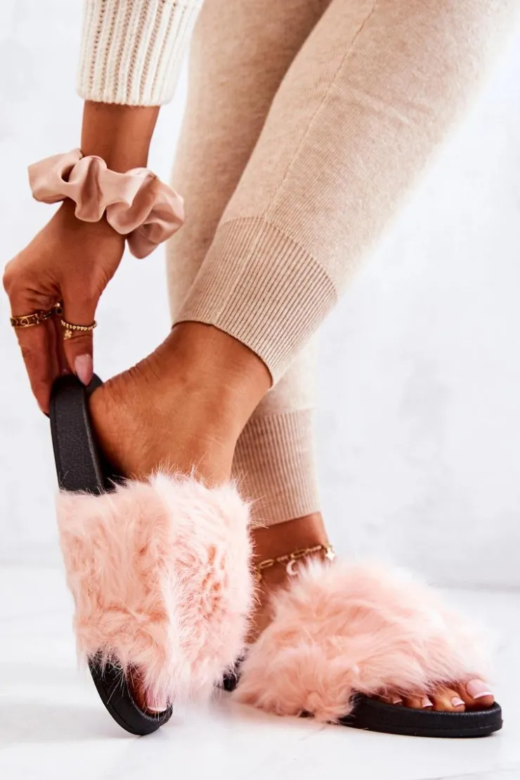 Clearance Boto Klapki Z Futerkiem Gumowe Jasnoróżowe Pollie