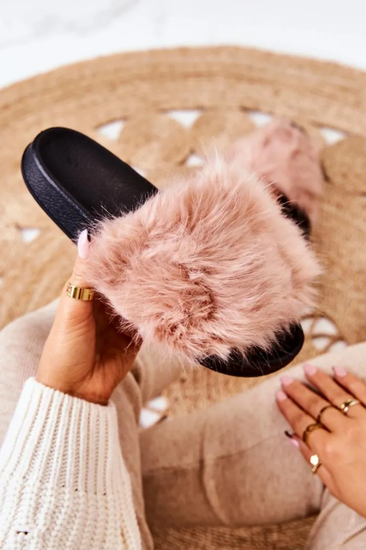 Sale Boto Klapki Z Futerkiem Gumowe Brudny Róż Pollie