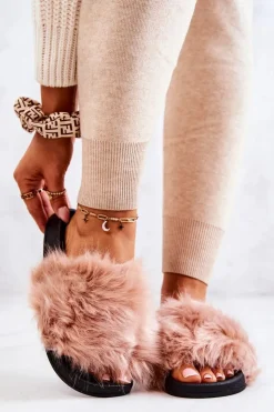 Sale Boto Klapki Z Futerkiem Gumowe Brudny Róż Pollie