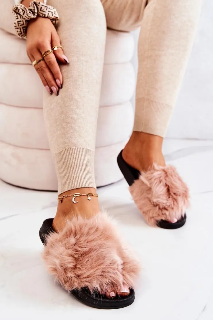 Sale Boto Klapki Z Futerkiem Gumowe Brudny Róż Pollie