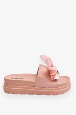 Online Boto Klapki Z Kokardą I Ozdobnym Misiem Jasnoróżowe Suzy