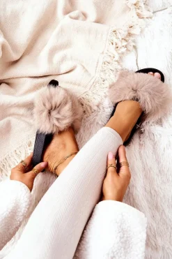 Online Boto Klapki Z Naturalnym Futerkiem Beżowe Naturimo