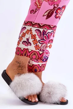 Damskie Boto Klapki Z Naturalnym Futerkiem Białe Naturis