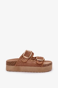 Discount Boto Klapki Z Plecionką I Klamrami Na Masywnej Platformie Camel Aralissea