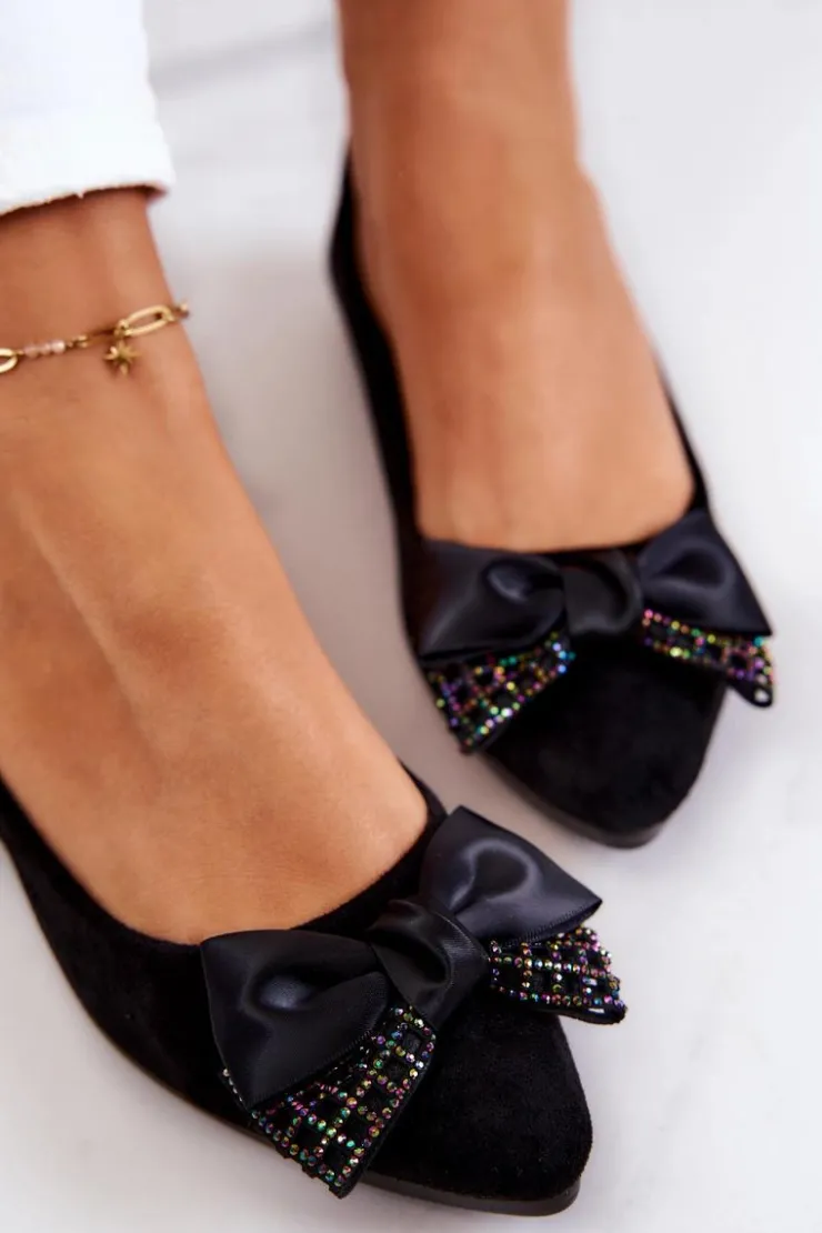 Damskie Evento Klasyczne Baleriny Kokarda Czarne Grayson