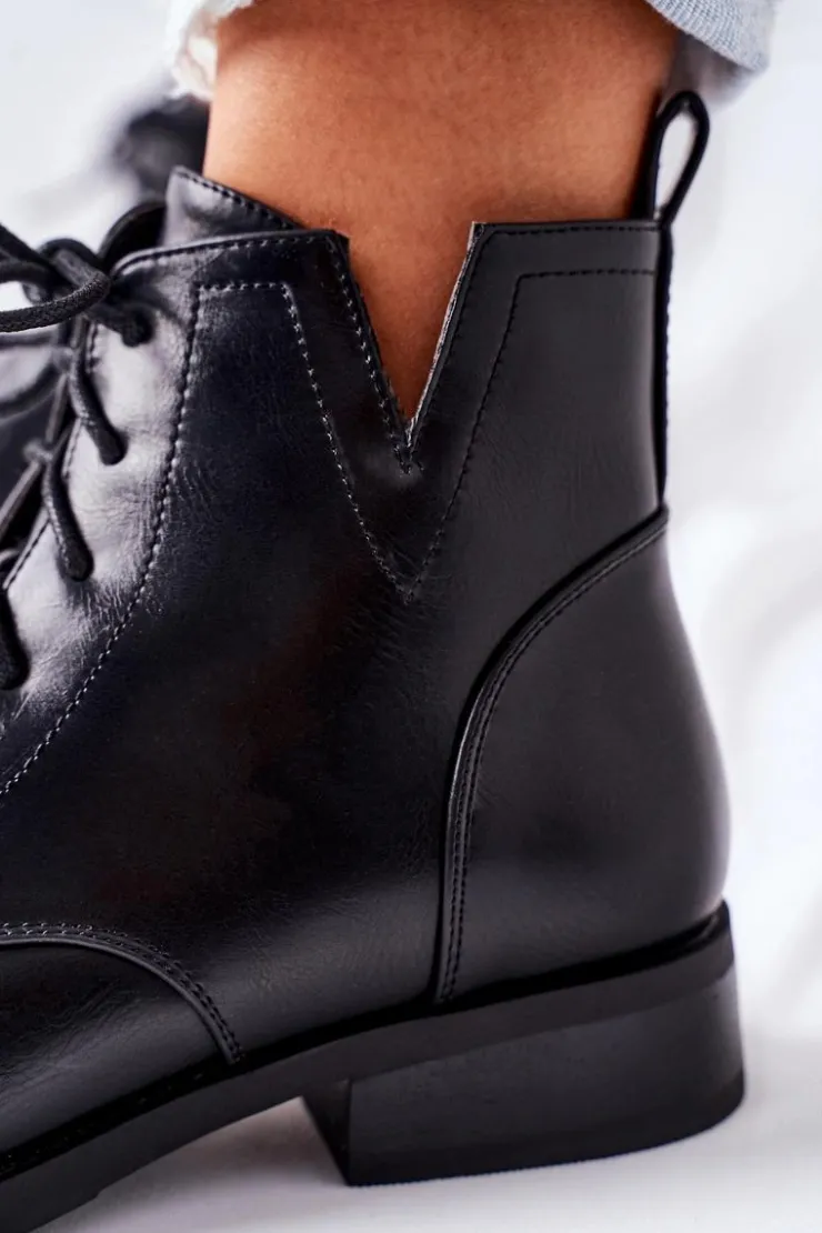 Damskie buty S.Barski Botki Sznurowane|Czarne Botki*Klasyczne Botki Damskie Sztyblety S. Barski Bello