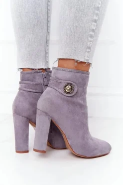 Boto Botki Na Słupku|Czarne Botki*Klasyczne Botki Na Słupku Lu Boo Szare