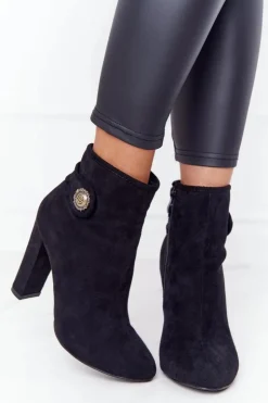 Sale Boto Klasyczne Botki Na Słupku Lu Boo Czarne