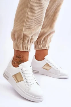 Boto Klasyczne Buty Sportowe Biało-Złote Follow Me