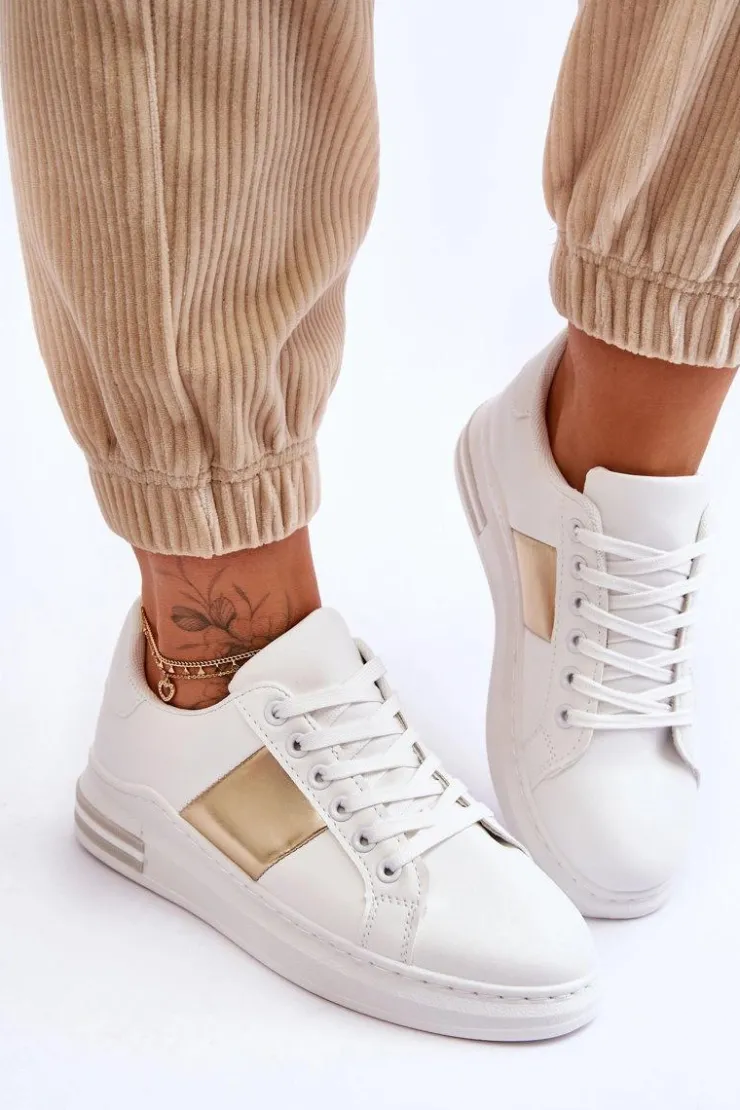 Boto Klasyczne Buty Sportowe Biało-Złote Follow Me