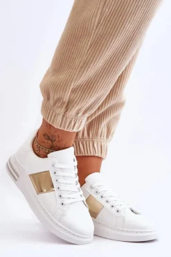 Boto Klasyczne Buty Sportowe Biało-Złote Follow Me