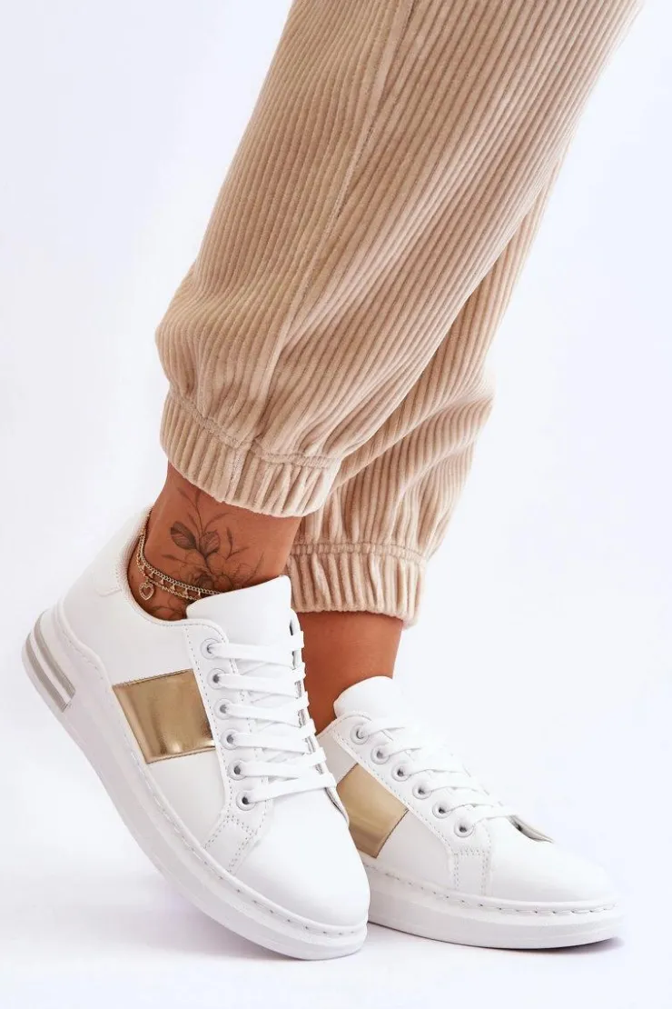 Boto Klasyczne Buty Sportowe Biało-Złote Follow Me