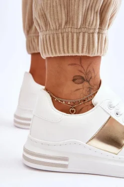 Boto Klasyczne Buty Sportowe Biało-Złote Follow Me