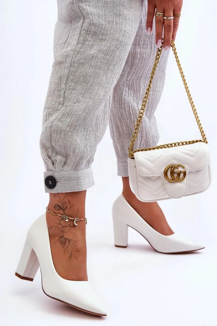 Boto Czółenka Na Słupku|Czółenka Klasyczne*Klasyczne Czółenka Na Słupku Białe Odessa