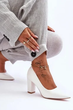 Boto Czółenka Na Słupku|Czółenka Klasyczne*Klasyczne Czółenka Na Słupku Białe Odessa