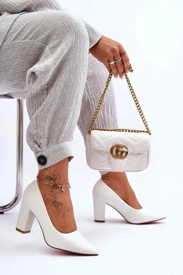 Boto Czółenka Na Słupku|Czółenka Klasyczne*Klasyczne Czółenka Na Słupku Białe Odessa