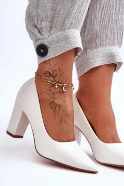 Boto Czółenka Na Słupku|Czółenka Klasyczne*Klasyczne Czółenka Na Słupku Białe Odessa